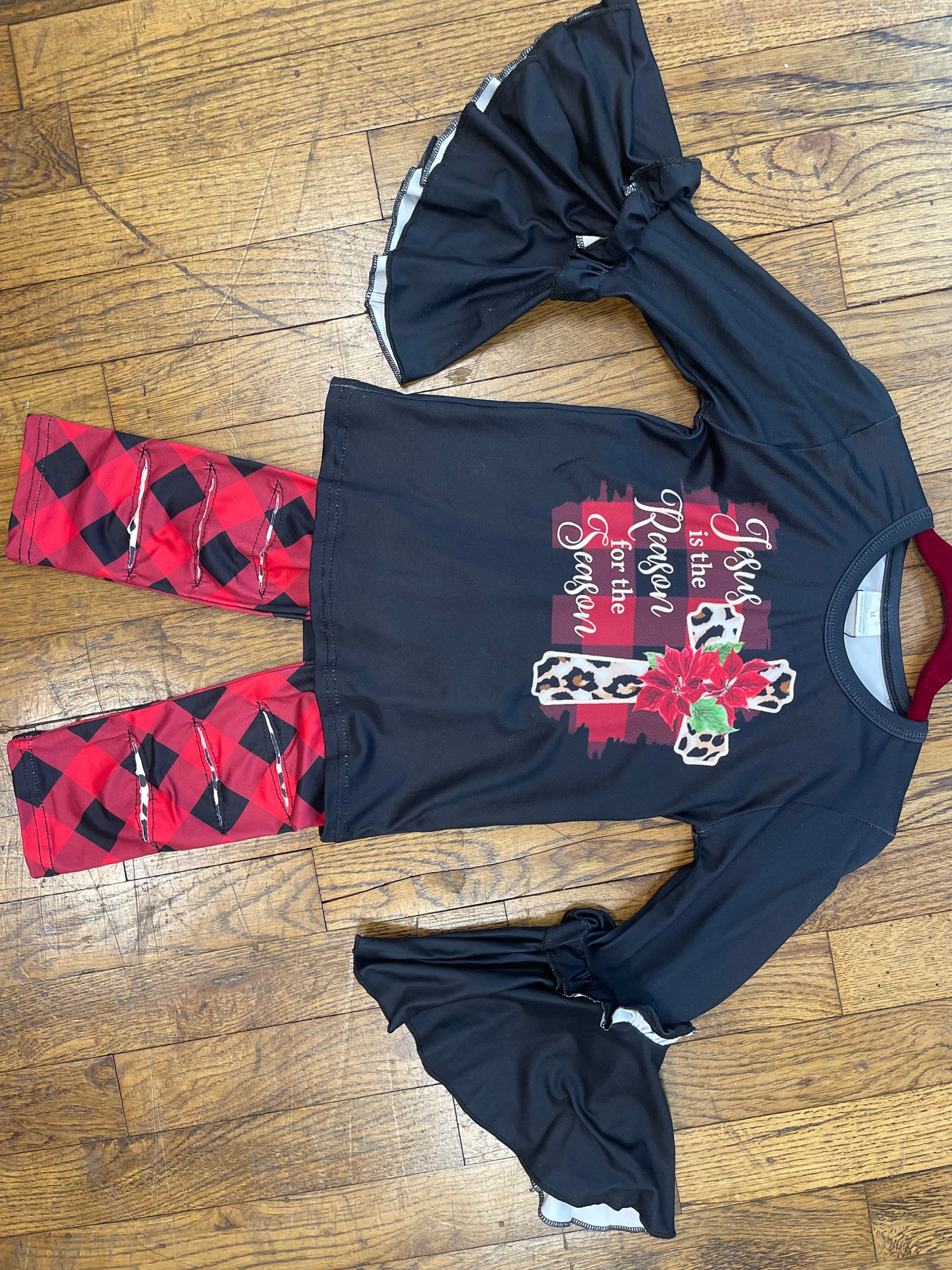 Jesus Is The Reason For The Season Plaid Pants Set Christmas