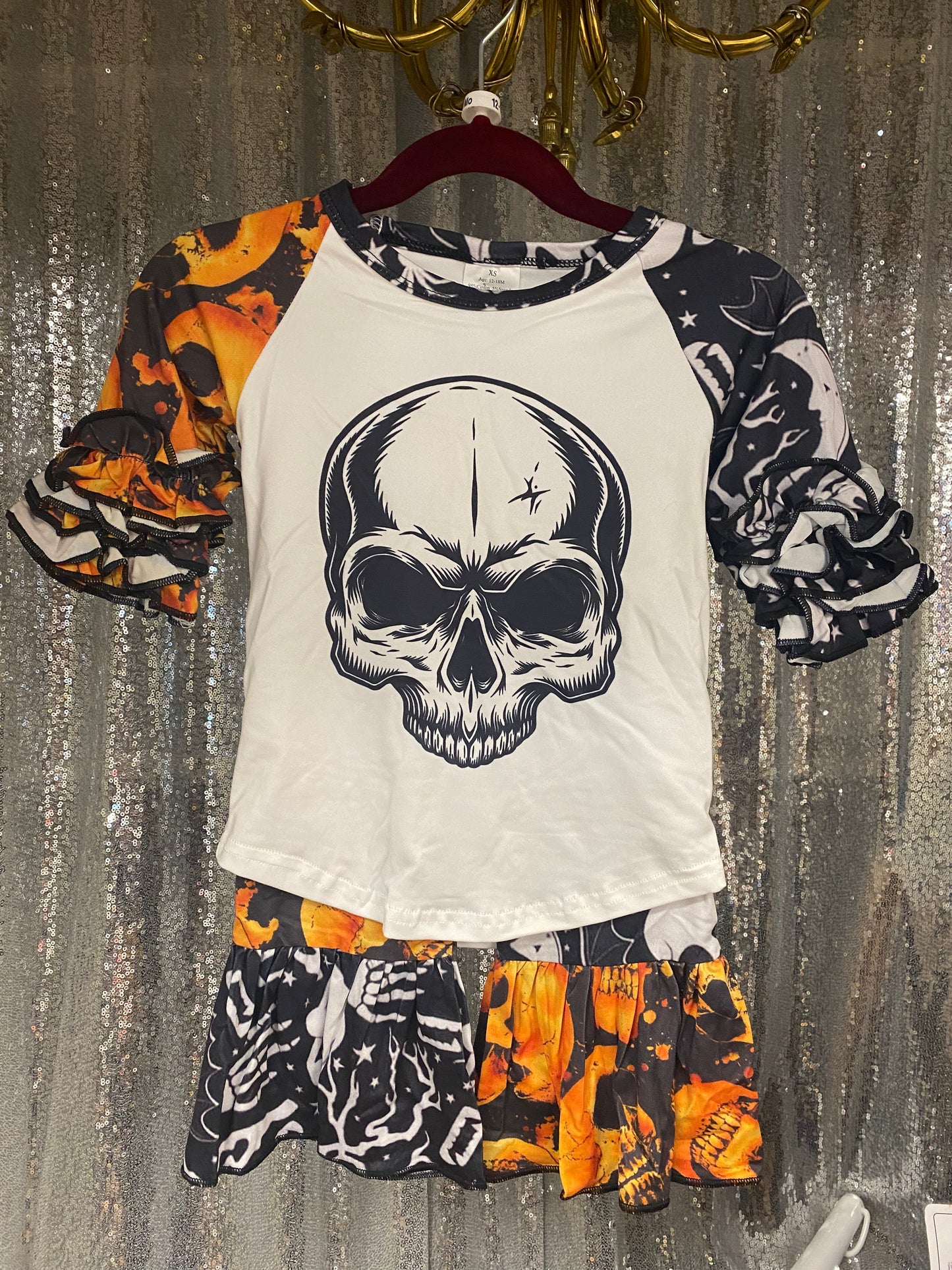 Orange and Black Skull Belle Set Halloween