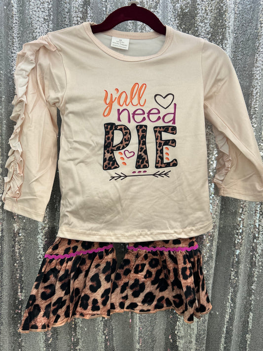 “Y’all Need Pie” Long Sleeve Cheetah Print Belles Set Thanksgiving