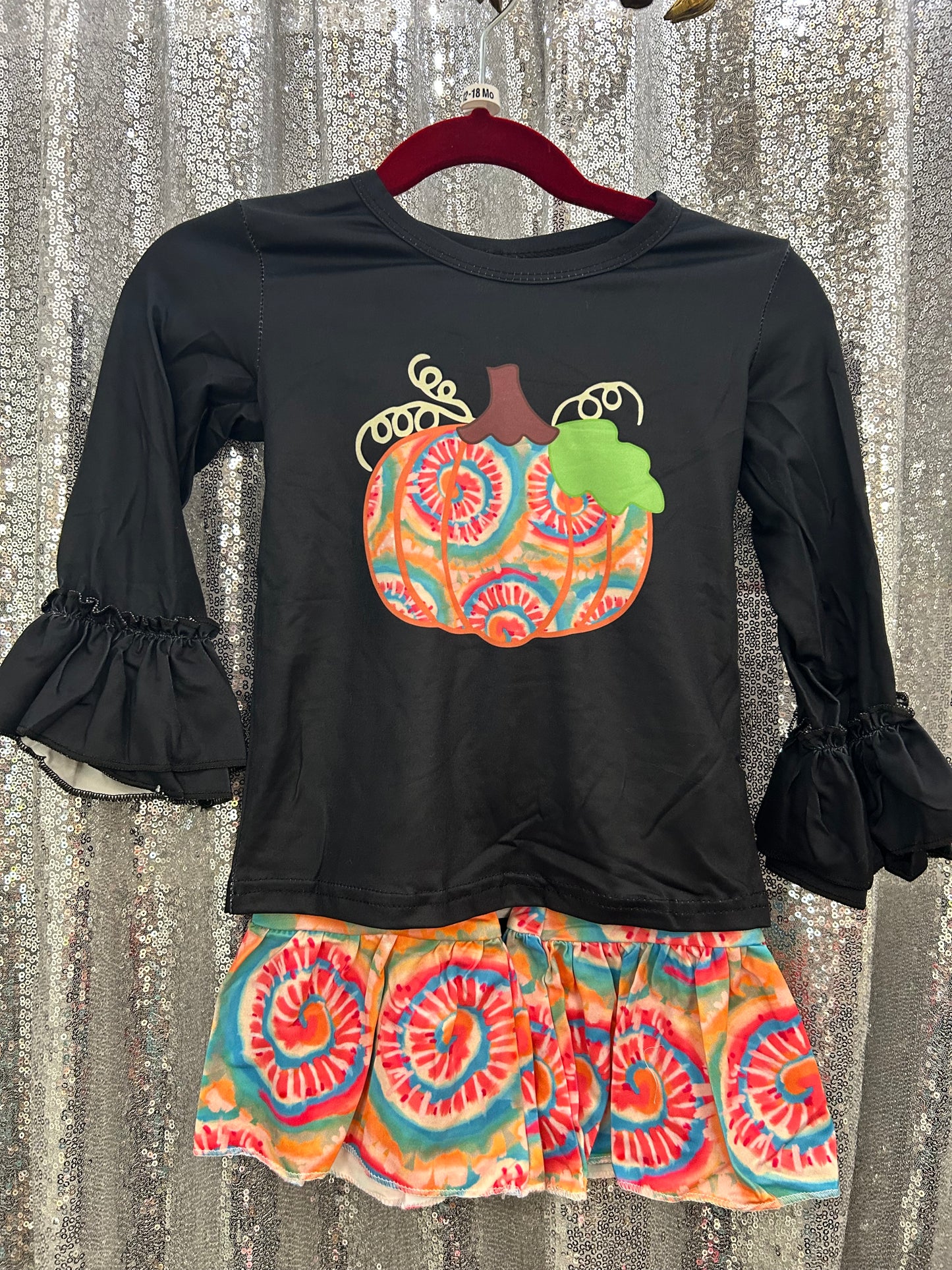 Long Sleeve Tie-Dye Pumpkin Belles Set Halloween/Thanksgiving