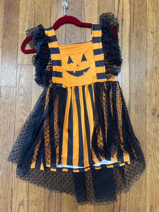 Layered Orange and Black Striped Jack-o’-Lantern Dress Halloween