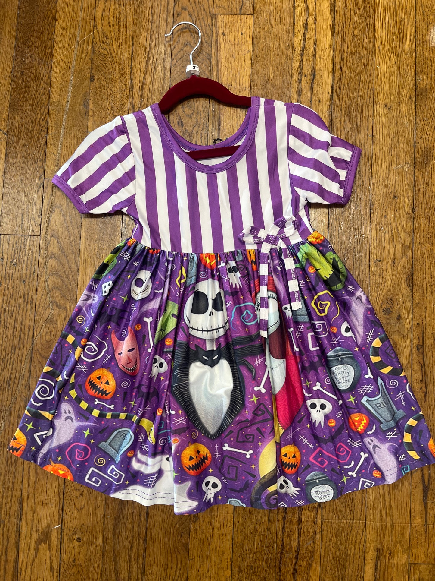 Purple and White Striped Nightmare Before Christmas Dress Halloween