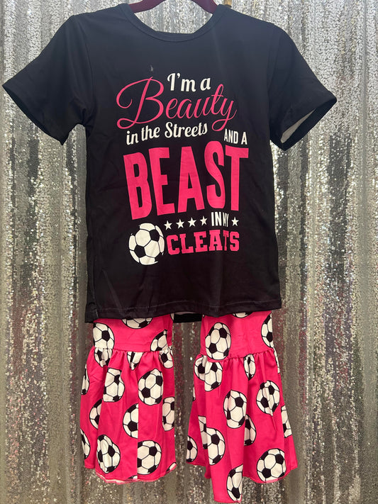 Short-sleeve Black & Pink Soccer Outfit