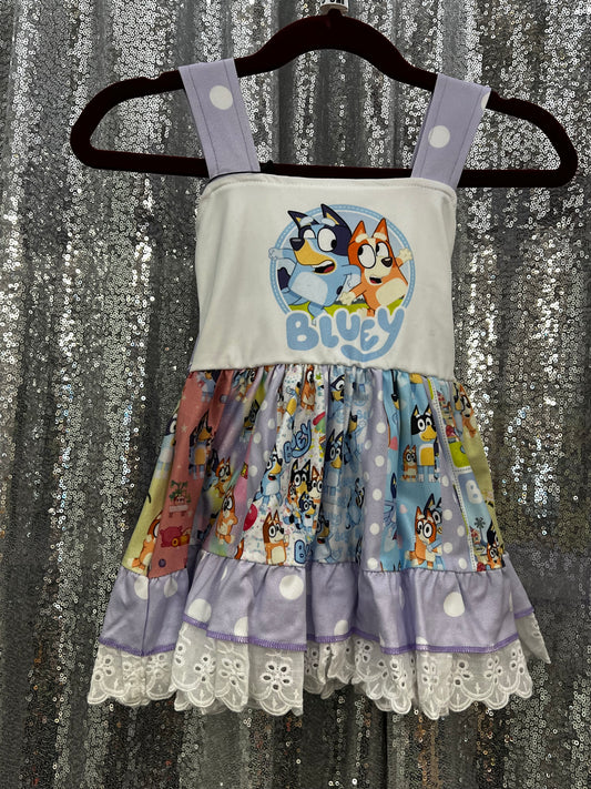 Bluey and Bingo Purple Polka Dot Twirl Dress